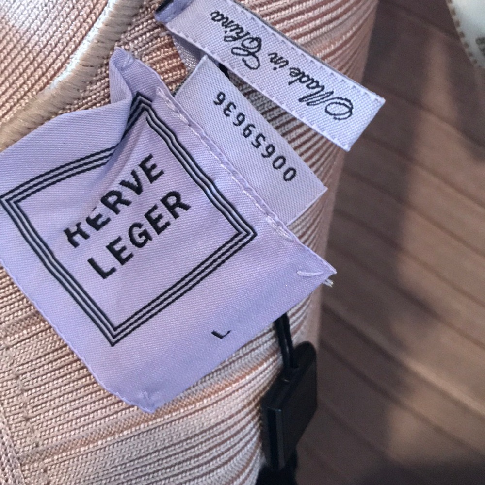 New Herve leger Eva dress in rose gold combo NWT l - Picture 8 of 8
